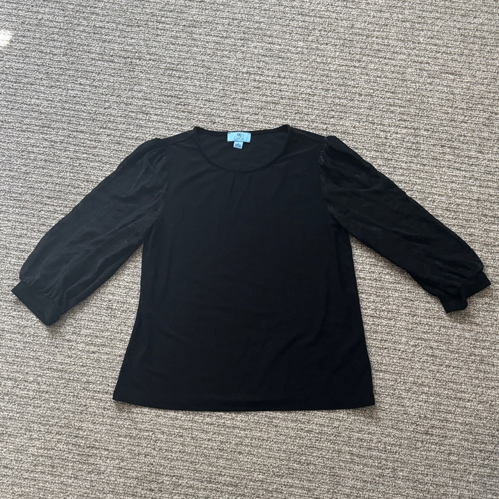 CeCe Black Blouse with Puff Sleeves